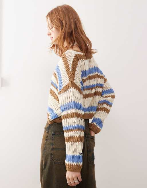 Kickers - Maglione ampio traforato rétro a righe, 4 di 4