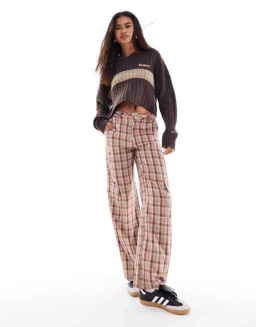 Kickers - Maglione corto stile cricket in maglia marrone con logo ricamato, 3 di 4