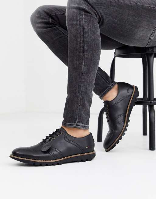 Kickers mens kymbo leather brogue shoe in black | ASOS