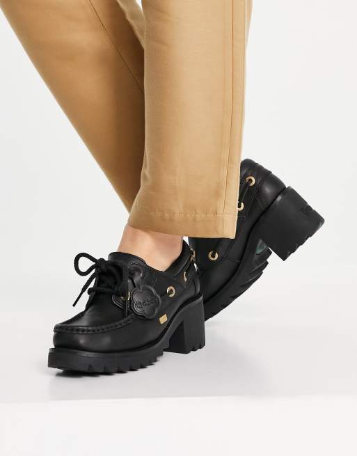 Kickers Mocassins talons chunky en cuir Noir