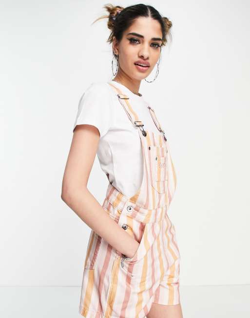 Striped short outlet overalls