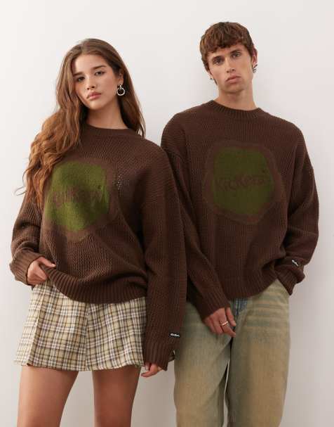 Kickers oversized knit jumper in dark brown