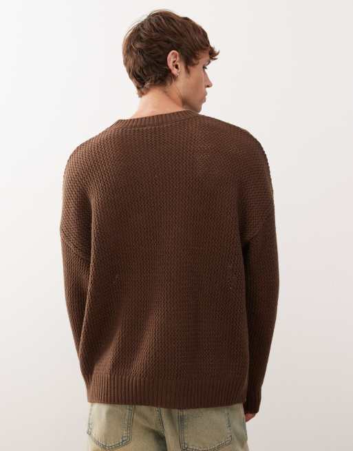 Kickers oversized knit jumper in dark brown, 3 of 4