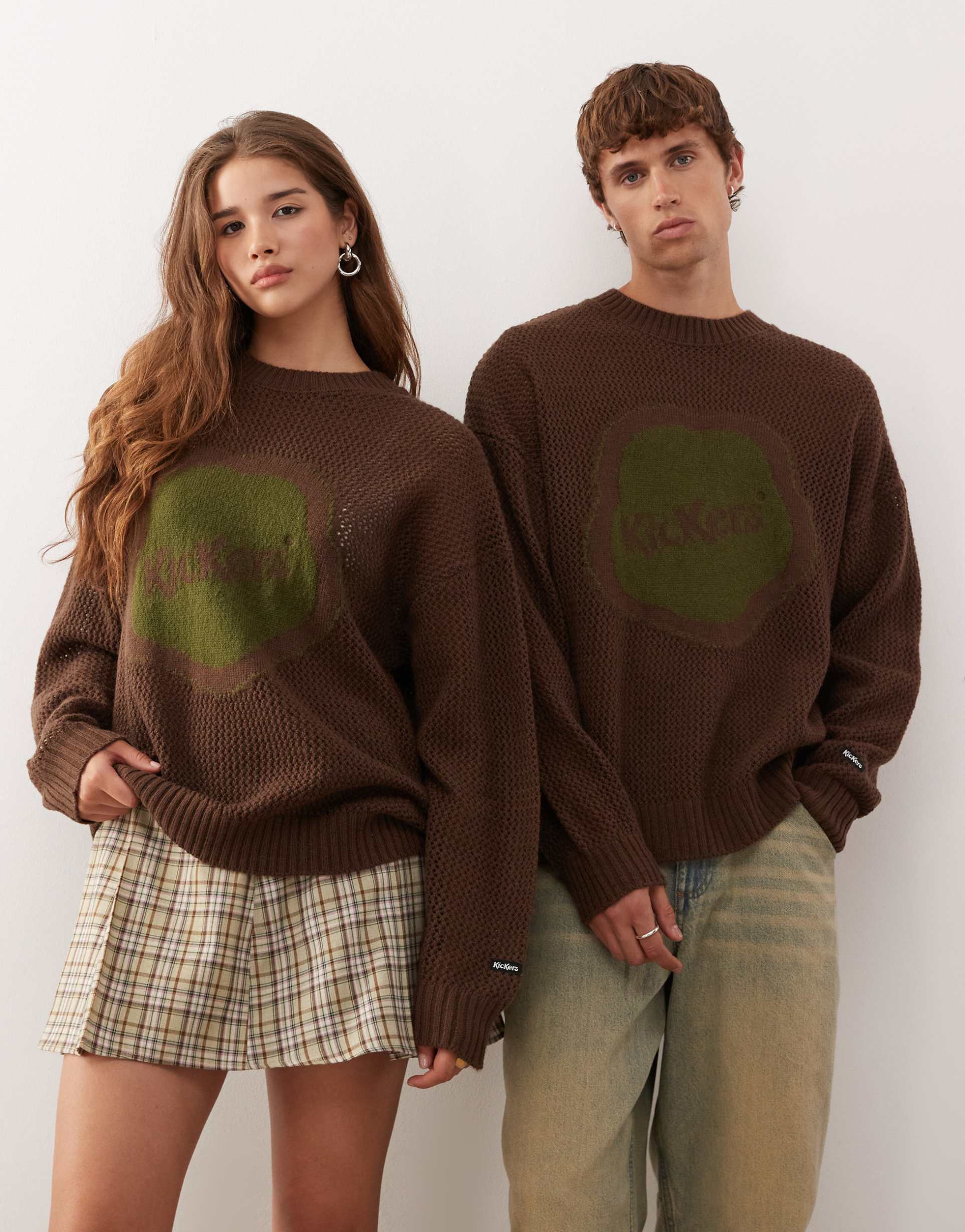 kickers oversized knit sweater in dark brown