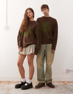 Kickers Oversized Knit Sweater In Brown