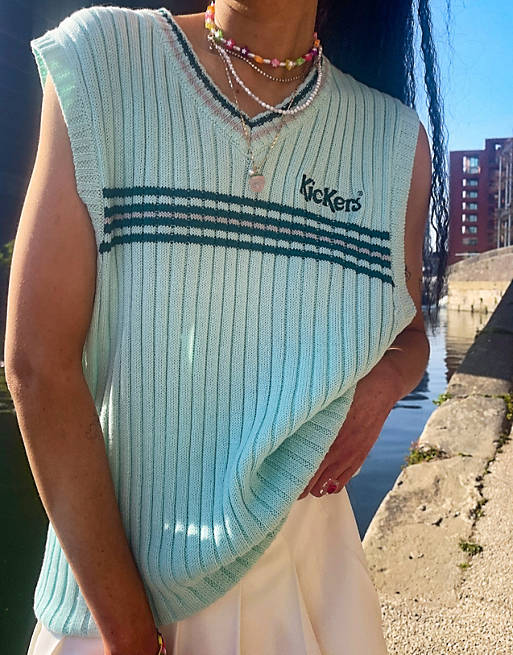  Kickers oversized knitted sweater vest with vintage stripe 