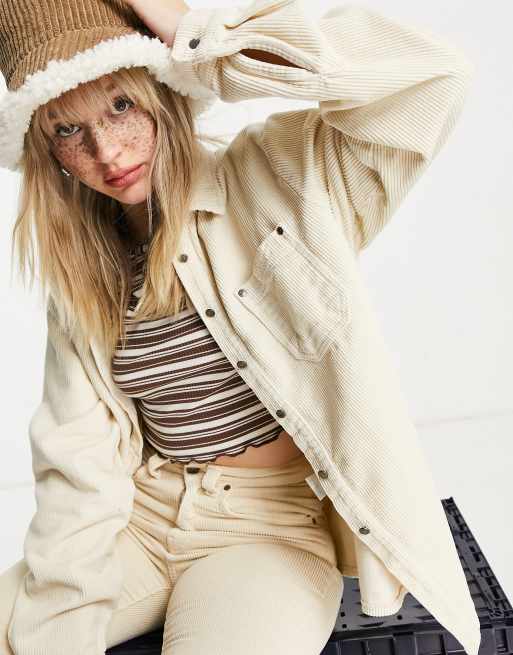 Kickers oversized shirt with embroidered pocket logo in cord co-ord