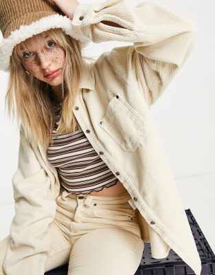 Kickers oversized shirt with embroidered pocket logo in cord (part of a set)