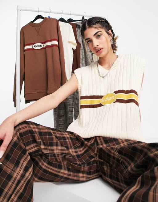 Kickers oversized sweater singlet with front logo in cream