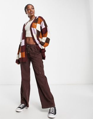 Kickers patchwork cropped button through cardigan