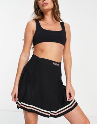 Kickers pleated mini tennis skirt with contrast stripe in black