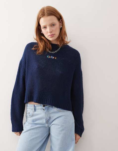 Kickers - Pull ample en maille fine - Bleu marine - view 1