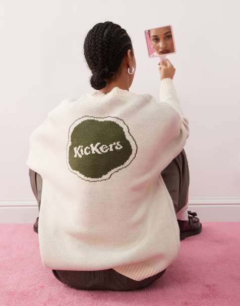 Kickers - Pull décontracté en maille à logo 1970 noir et vert - Crème - view 1