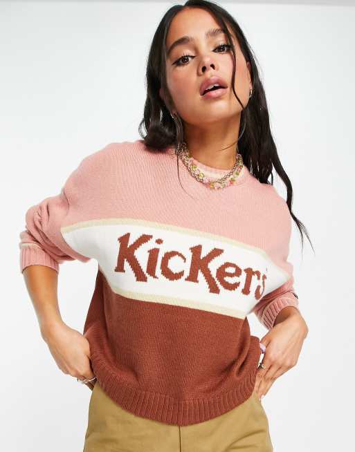 Kickers - Pull oversize avec logo sur l'avant en maille color block, 4 de 4