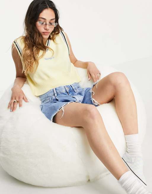 Kickers - Pull sans manches oversize en maille avec bordures à rayures vintage