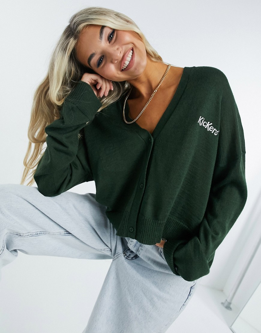 Kickers relaxed cardigan with chest logo-Green