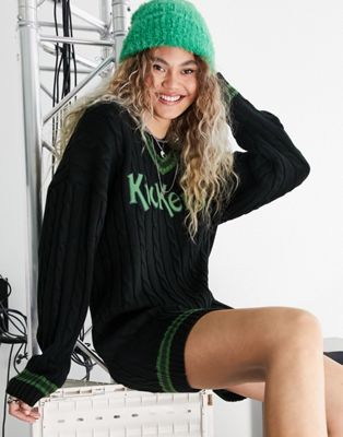 Kickers relaxed cricket style knitted jumper dress with logo