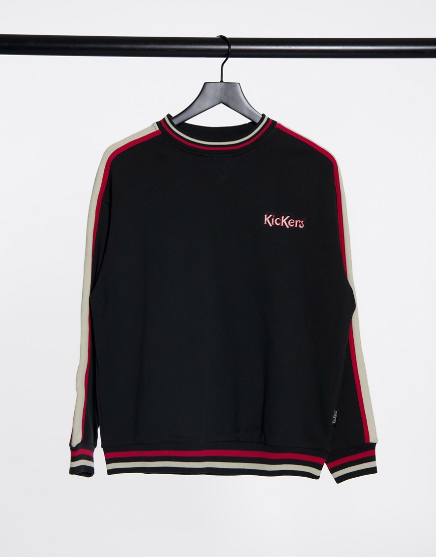 Kickers relaxed sweatshirt with embroidered logo and retro stripe-Black