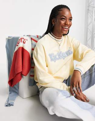 Kickers relaxed sweatshirt with embroidery and vintage stripe trim-White