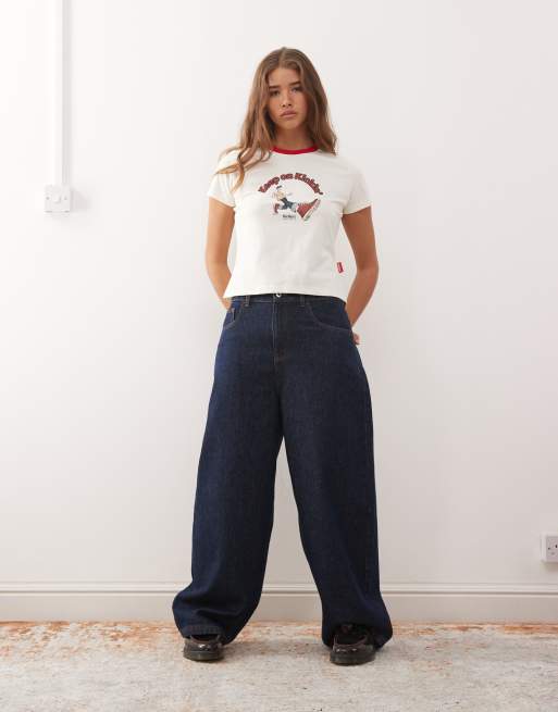 Kickers retro graphic baby tee in winter white, 3 of 4