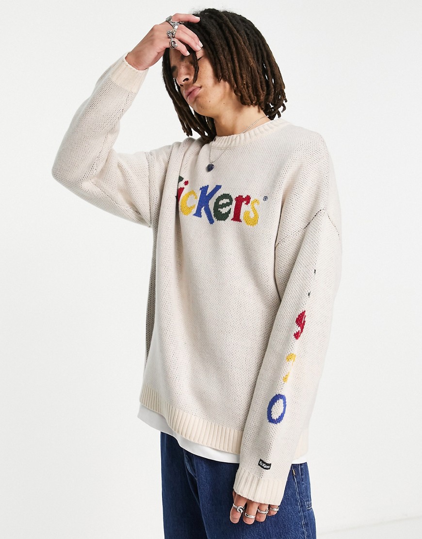 Kickers retro knitted sweater in off white
