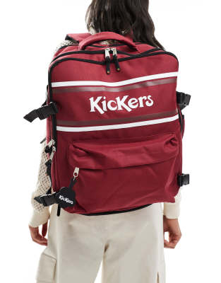 Kickers retro square backpack with red brown logo stripes