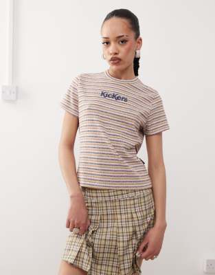 Kickers Retro Stripe Crop Baby Tee In Multi