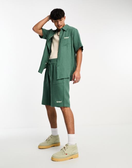 Kickers - Short ample d'ensemble en mousseline avec liens à la taille et logo brodé - Vert, 2 de 4