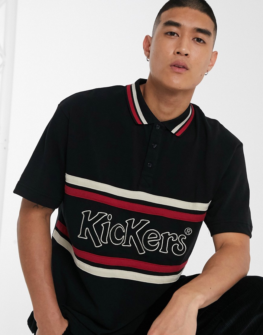 Kickers short sleeve polo with panel logo in black