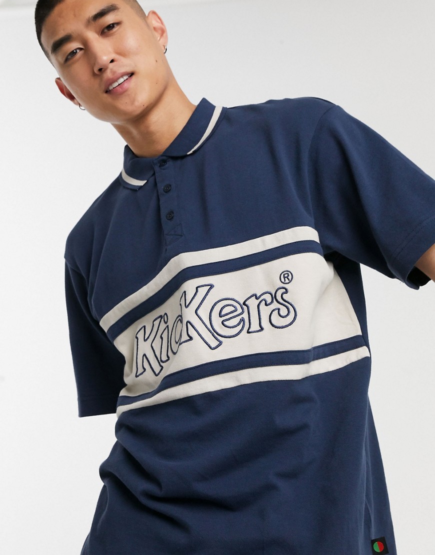 Kickers short sleeve polo with panel logo in blue