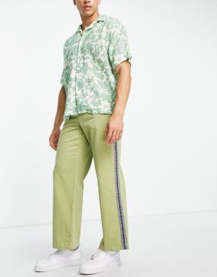 green side stripe trousers