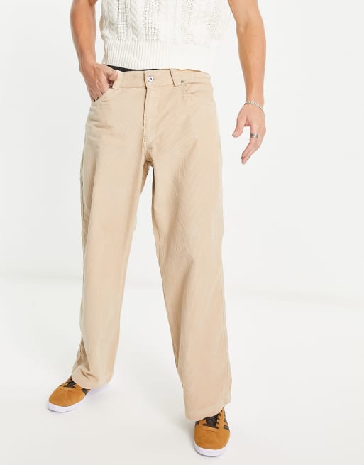 Kickers - Skatebroek met wijde pijpen van corduroy in bruin