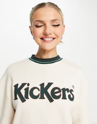 Kickers slogan oversized sweatshirt in ecru