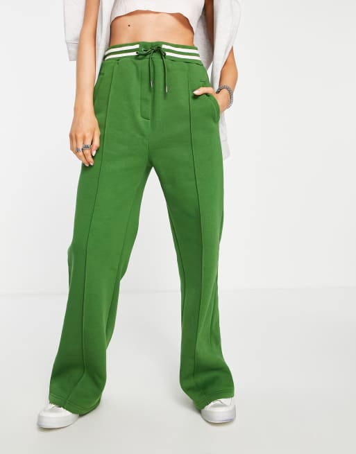 Kickers straight leg varsity style trackies in green (part of a set)