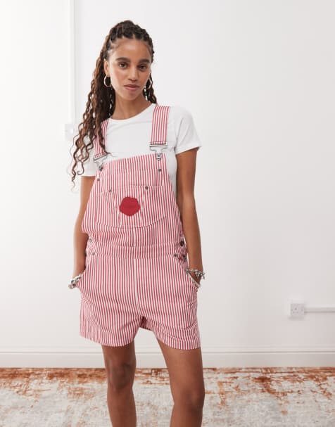 Kickers stripe dungarees in red and white stripe - view 1