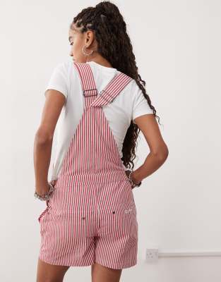 Kickers Stripe Overalls In Red
