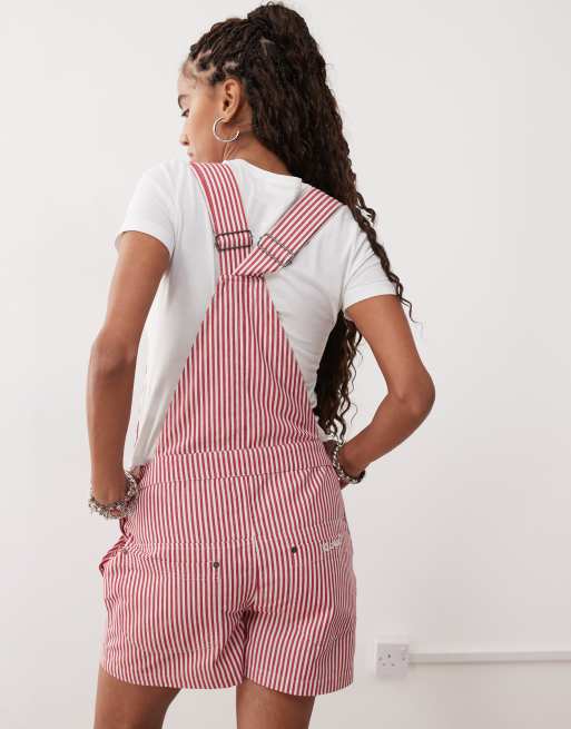 Kickers stripe overalls in red and white stripe ASOS