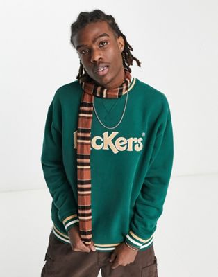 Kickers contrast collar sweater in green - ASOS Price Checker