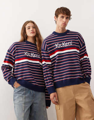 Kickers - Sweat à rayures - Rouge et bleu-Bleu marine