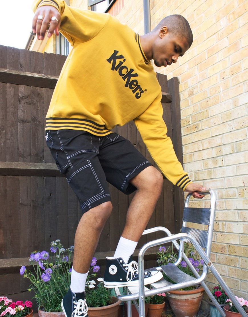 Kickers - Sweatshirt met klassiek logo en geribbelde kraag in geel