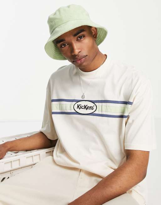 Kickers – T-Shirt in gebrochenem Weiß mit Motiv-Print