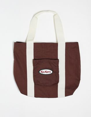 Kickers tote bag in brown with contrast straps - ASOS Price Checker