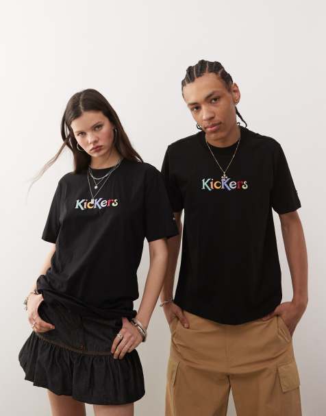 Kickers – Übergroßes Unisex-T-Shirt in Schwarz mit Grafik - view 1