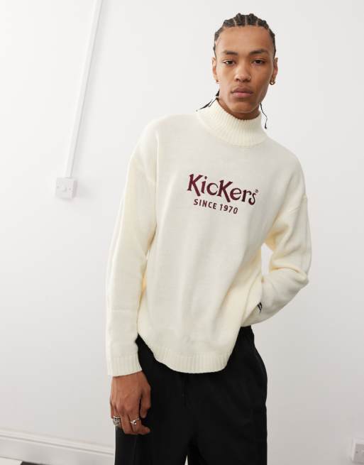 Kickers - Uniseks gebreide trui met opstaande hals en geborduurd logo, 2 van 4