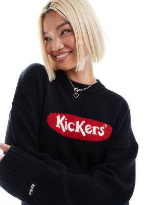 Kickers Unisex Classic Knit Sweater With Jacquard Logo Detail-black