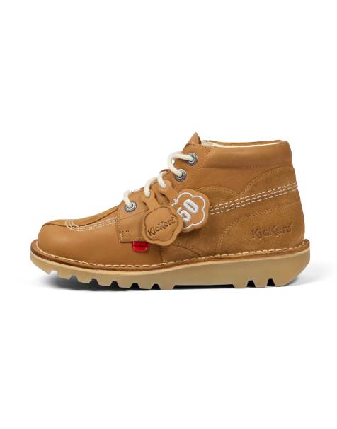 Kickers Unisex kick hi stitch boots in tan - view 1