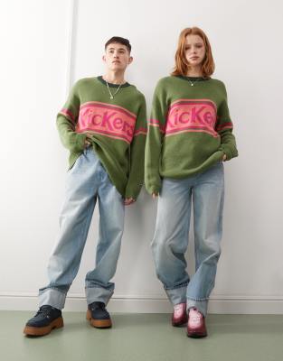 Kickers Unisex Oversized Knit Sweater With Pink  Logo In Multi