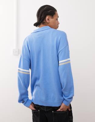 Kickers unisex zip up oversized knit cardigan in blue
