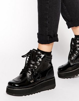 kickers patent boots