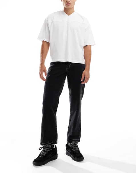 Kickers - Werkbroek van denim met wijde pijpen, geborduurd logo en wassing - view 1